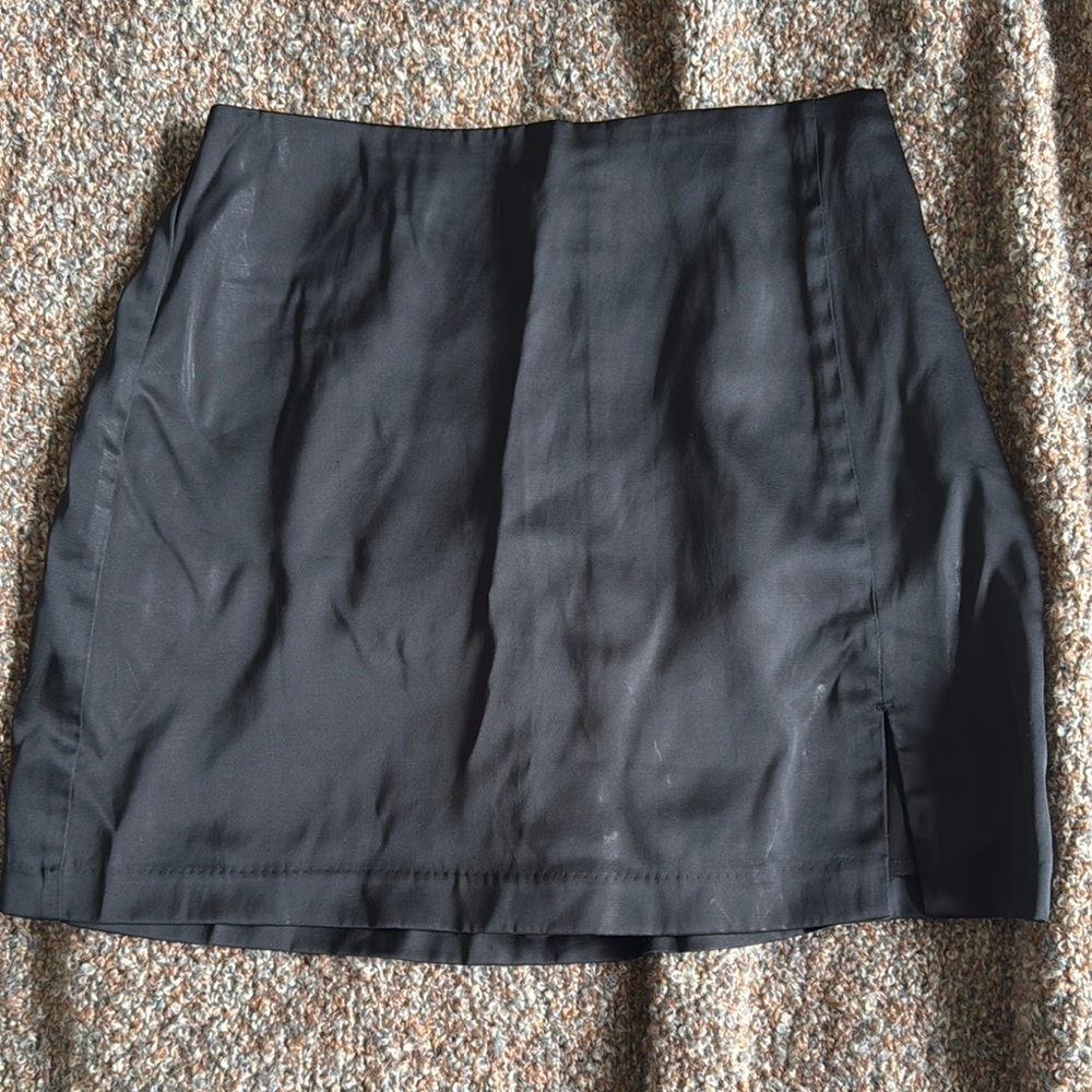 Black Satin Mini Skort
